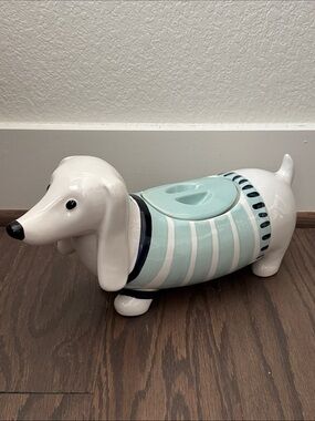 Threshold Target Dachshund Cookie Jar Dog Treat With Mint Green Sweater 2017